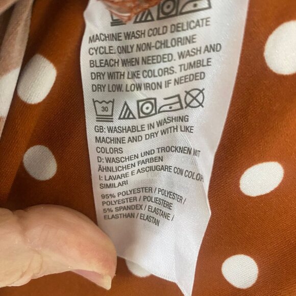 Girl With Curves Midi Dress XL Petite Rust Brown Polka Dot Knit Fall - Picture 4 of 11